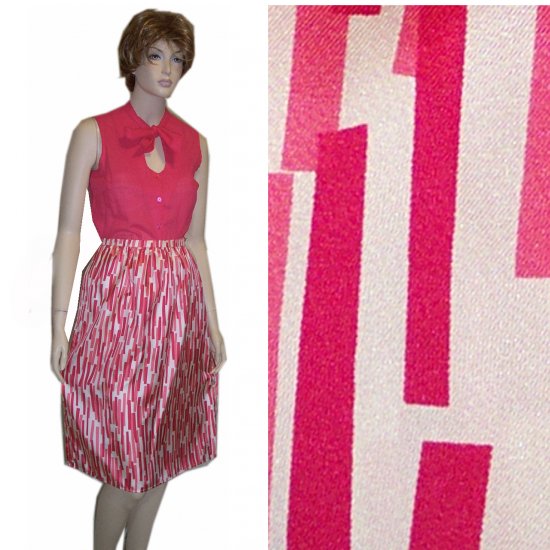 Italian Silk Full Skirt by Michael Kors in White & Red * YOUR PRICE $19.99 * sz 6 - Ret'l $198
