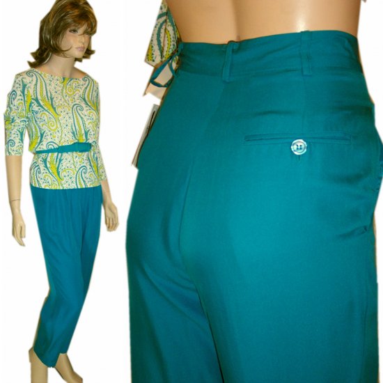 Silk Executive Pants by ANN MAY * Your price $19.99 * sz 4 aqua * Retail $175