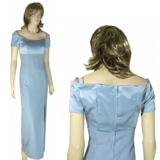 Vintage Designer Gown UNWORN in Satin & Crepe * Baby Blue * YOUR PRICE $29.99 * Medium