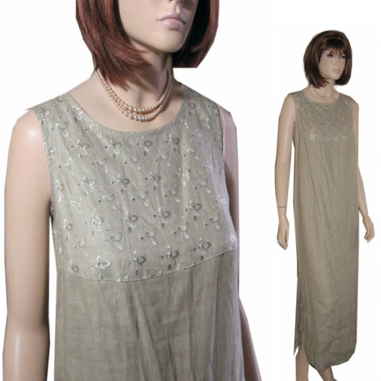 Natural Linen Empire Eyelet Maxi Dress * Beige * by 20 SOUTH * Your Price $11.99