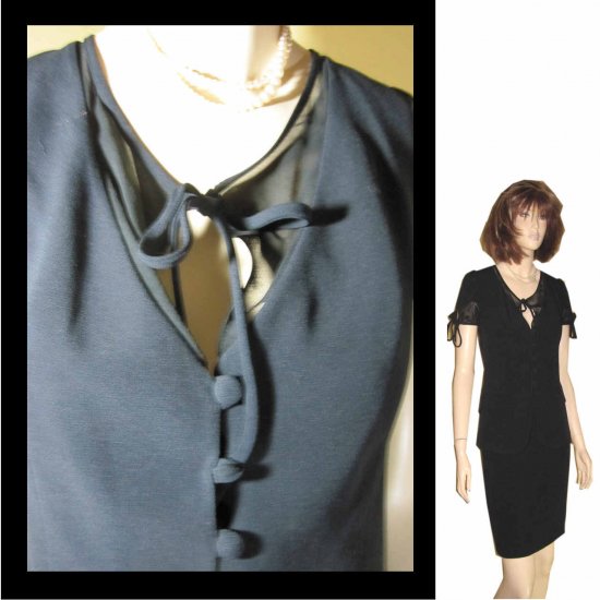 Retail $655 - sz 8 - ROUGE A LEVRES Italian 2pc Dress Suit - YOUR PRICE $159 - Black