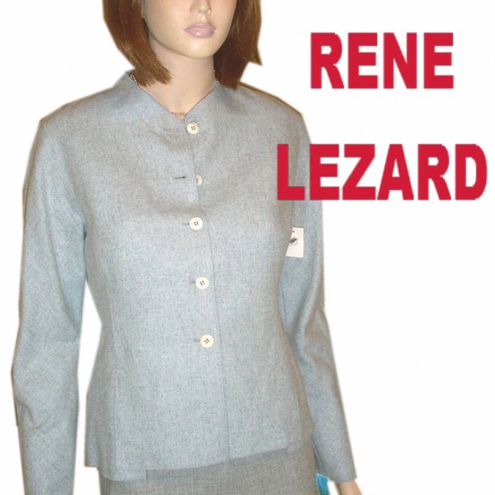 sz 6 - RENE LEZARD Gray Mohair-Wool Blazer Blouse - YOUR PRICE $46.99 - Retail $503