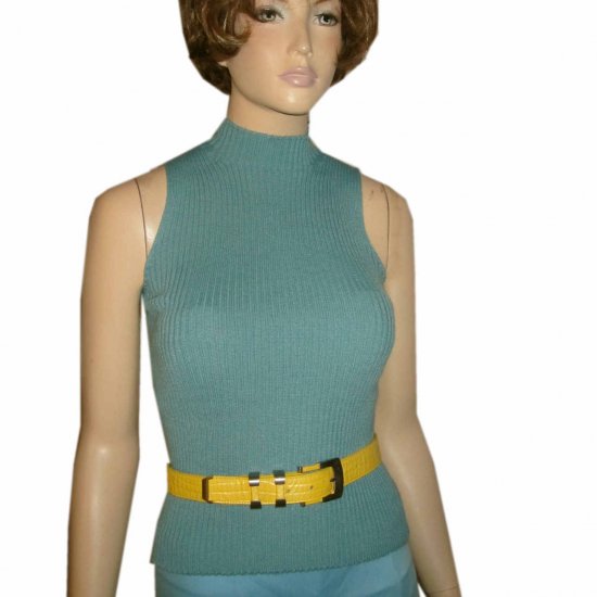 sz M Merino Wool Blend KNit Shell Sweater Top - Iris Singer - Made in Italy - aqua $19.99