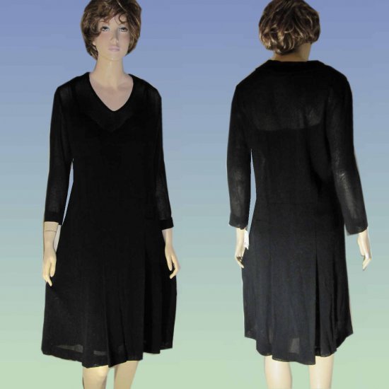 sz 10 ROUGE a LEVRES Italian Gauzy Wool Layered Dress - Black $89.99 - Retail $680