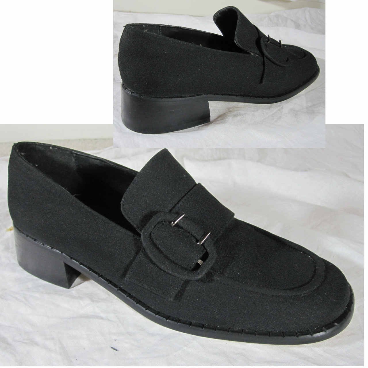sz 7M Black Microfiber Buckle Loafers by A. Marinelli $19.99 Made in Spain