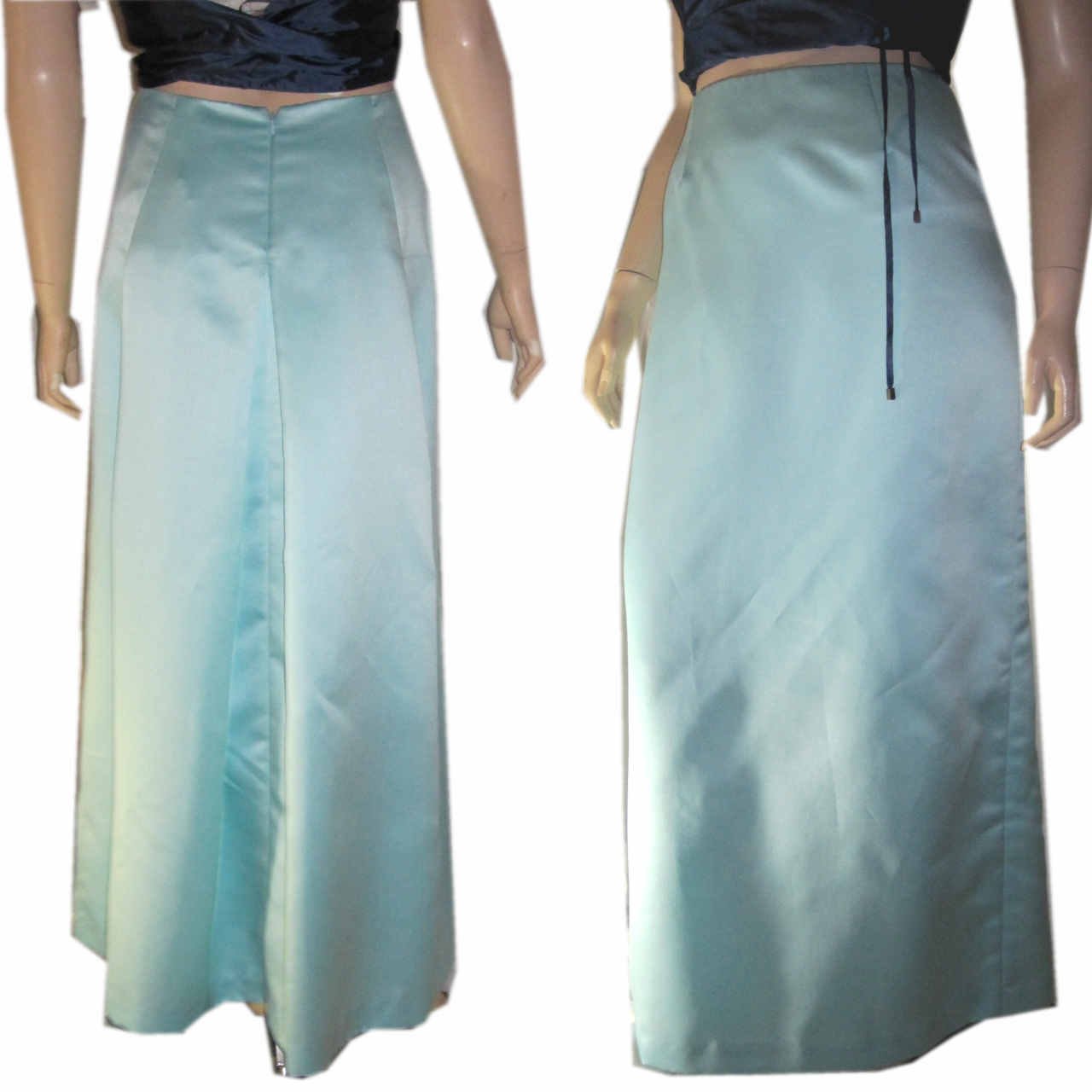 sz 8 - NICOLE MILLER Pastel Aqua Satin Evening Skirt $24.99