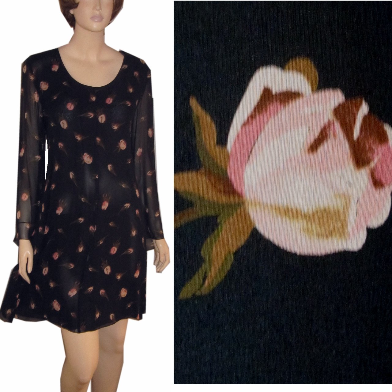 sz 8 MARIELLA BURANI Silk Chiffon Layered Dress - Roses - $129.99 - List PRice $620