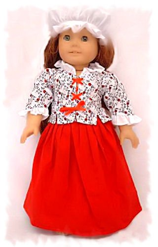 Colonial Dress for 18 inch Doll