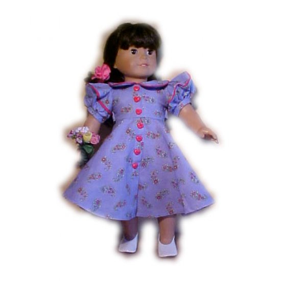 Blue Floral Dress for 18 inch Doll