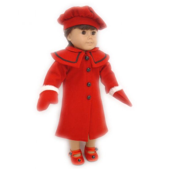 Red Coat Hat Mittens for 18 inch Doll