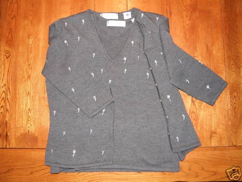 Valerie Stevens Merino Wool Cardigan Sweater SZ XL
