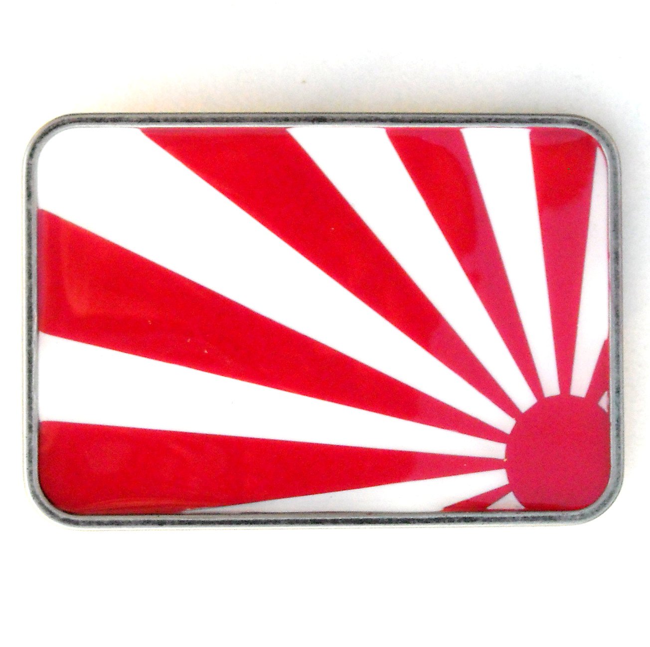 Rising Sun Metal Red White Heavy Belt Buckle