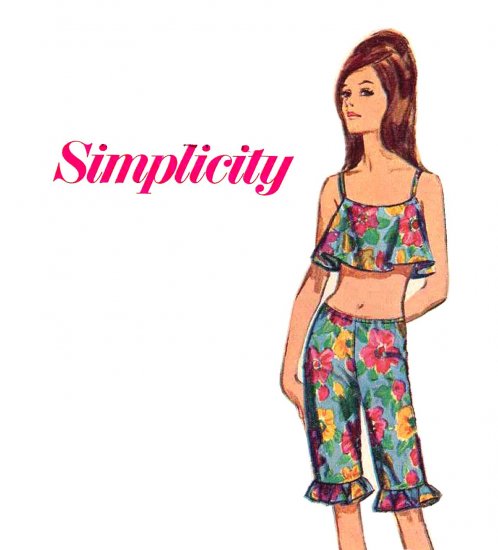 Sassy Mod 60s Gidget Jellies, Crop Top Simplicity 6452 Vintage Pattern Bust 32