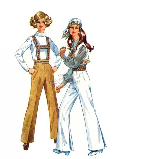 Sassy Mod 60s Suspender Pants with Hem Pleat Simplicity 8547 Vintage Pattern Waist 23