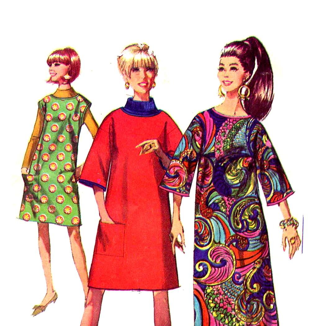 So Mod 60s Jiffy Disposable Dress Vintage Pattern Simplicity 7376, Bust 34, Paper, Felt Fabric