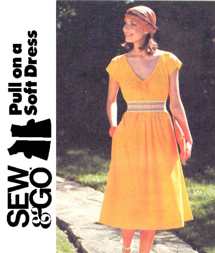 Easy 70's Butterick 4871 Fit and Flare Dress Vintage Sewing Pattern Petite