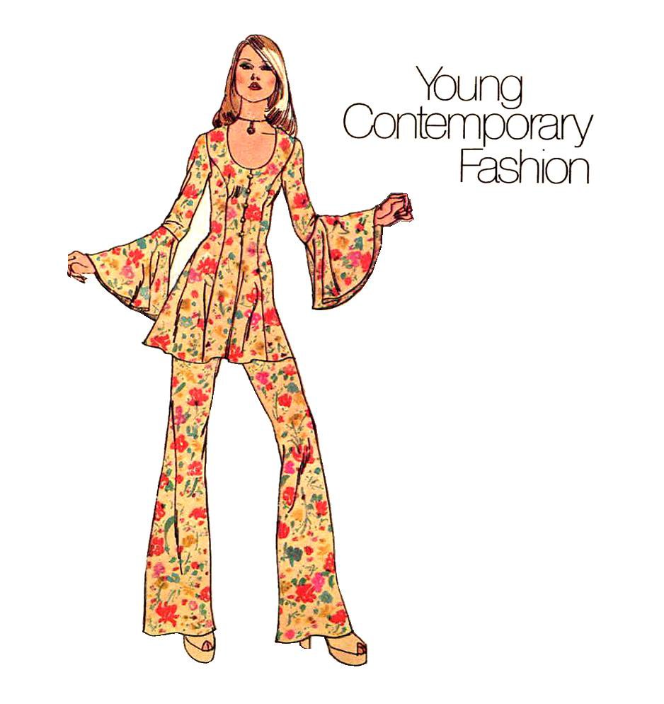 Sassy 70s Boho Mini Princess Dress Vintage Sewing Pattern Simplicity 5318 Bust JP32