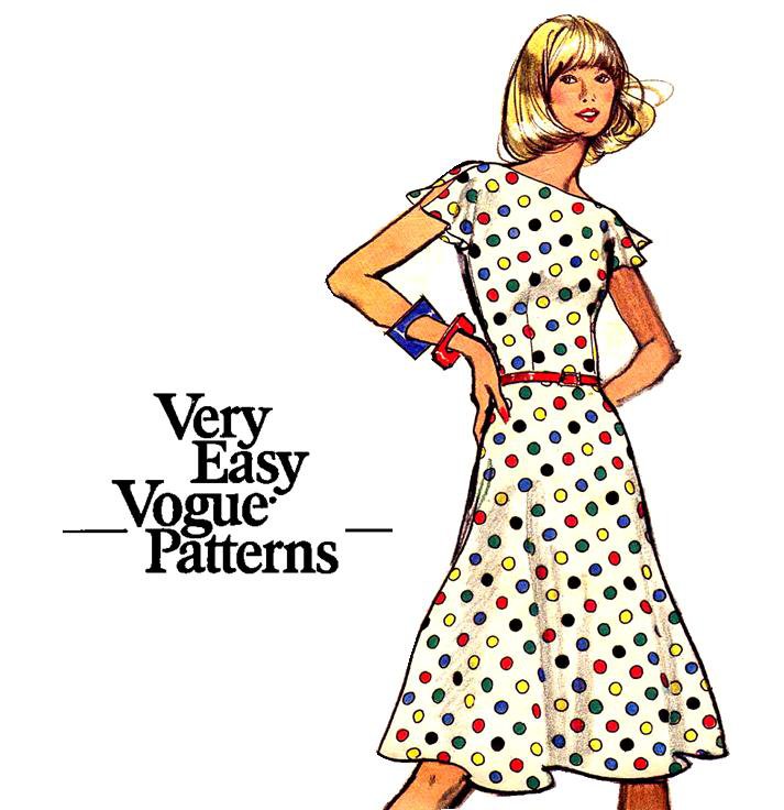 70s Easy Vogue Flared Dress Vintage Sewing Pattern Vogue 8506 Bust 32.5