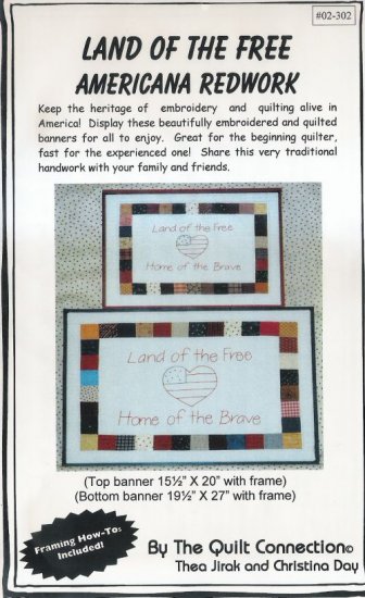 Land Free Home Brave Embroidery Quilt Pattern