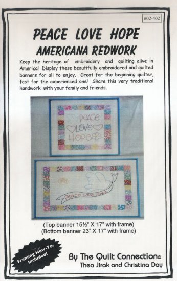 Peace Love Hope Embroidery Quilt Pattern