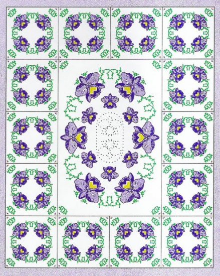Purple Orchid Medallion Twin Quilt Top