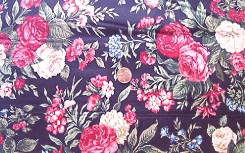 Old Fashioned Roses on Black Quilt Fabric