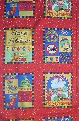 Christmas Don't Pout Large Blocks Quilt Fabric