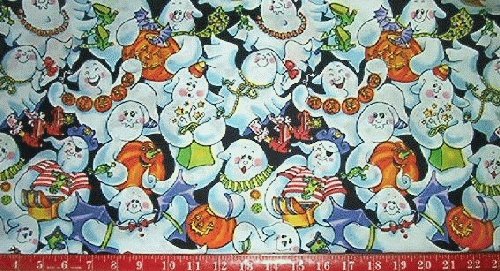 Halloween Ghosts Jack o Lanterns Quilt Fabric OOP