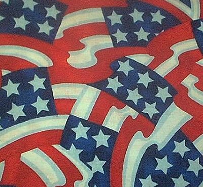 Jumbled 6 Star Flags Patriotic Quilt Fabric