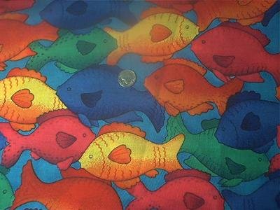 Bright Allover Fish Kids Quilt Fabric OOP