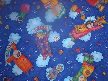 Dark Blue Atomic Astronauts KP Kids Quilt Fabric OOP