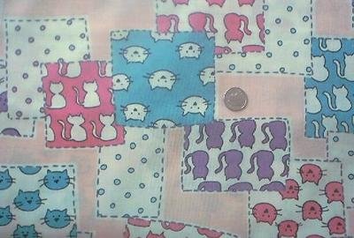 Kittens Cats Patches Kids Quilt Fabric OOP