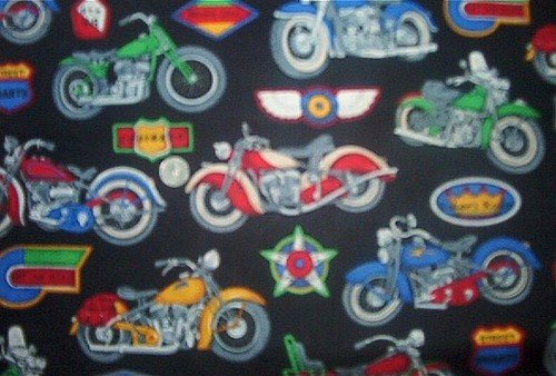Motorcycle Bike Chopper Kids Quilt Fabric OOP
