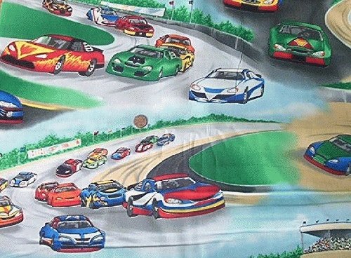 Race Car Nascar Kids Quilt Fabric OOP