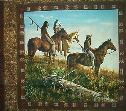 Indians Horses on the Plains Pillow Panel