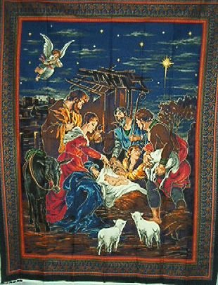 Manger Scene Jesus Christmas Wall Quilt Panel