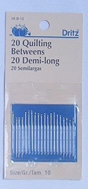 20 Quilting Betweens Demi-long Needles sz 10