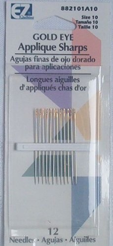 Gold Eye Applique Sharps 12 Needles sz 10