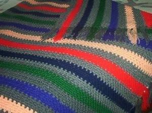 Heavy Multicolor Striped Crocheted Afghan