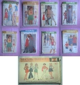 Lot of 9 Vintage Teen Skirt Tee Pants Shorts Patterns