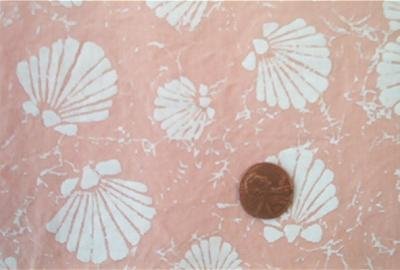 White Seashells on Peach Fabric
