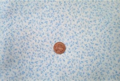 Tiny Blue Leaves on White Fabric