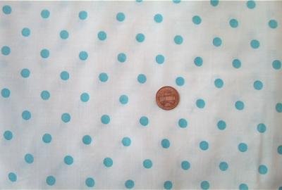 Turquoise Dots on White Fabric