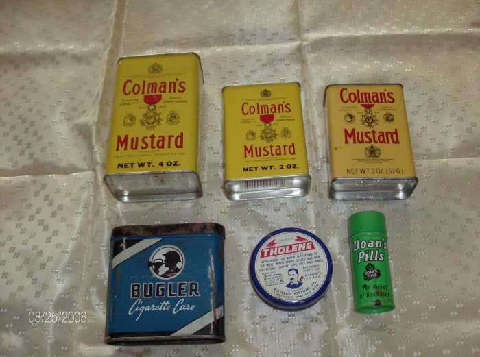Lot of 6 different vintage tins