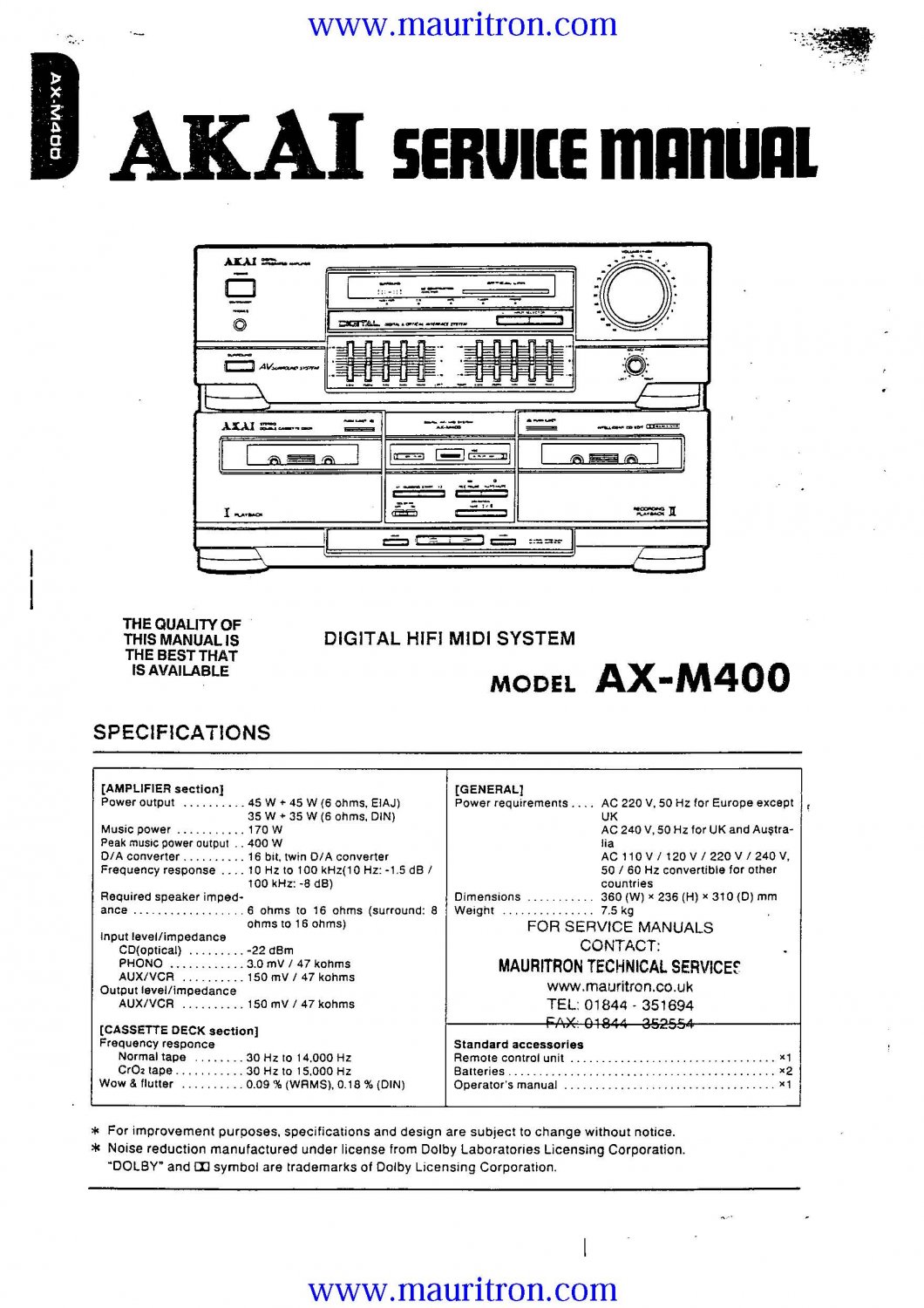 akai axm400 service manual from mauritron