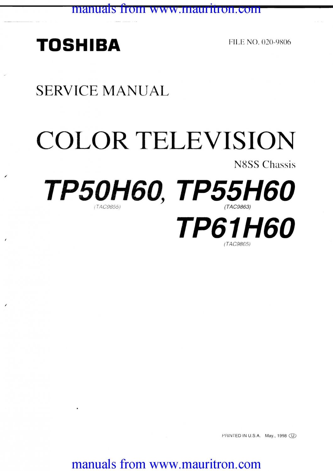 toshiba tp55h60 service manual from mauritron