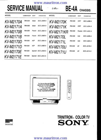 Sony kvm2171kr инструкция