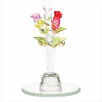 Five Mini Roses in Glass Vase