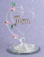 Glass Hanging Heart Mom