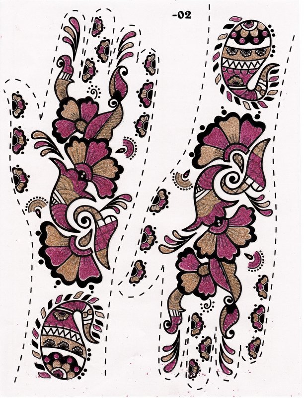 2- Mehendi Temporary Transfer Tattoo, Mehandi, Bindi